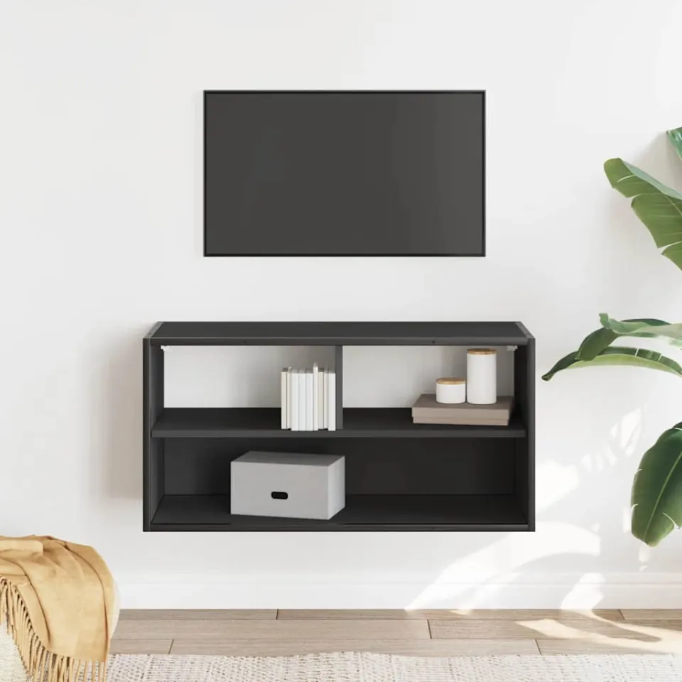 vidaXL Tv-meubel 80x31x39,5 cm bewerkt hout en metaal zwart, foto 2