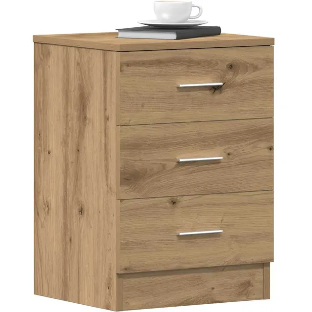 vidaXL Nachtkastjes 2 st 38x35x55cm bewerkt hout artisanaal eikenkleur Bruin