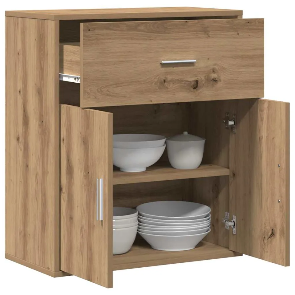 vidaXL Dressoir Artisan Eiken 60 x 31 x 70 cm Bewerkt hout Bruin