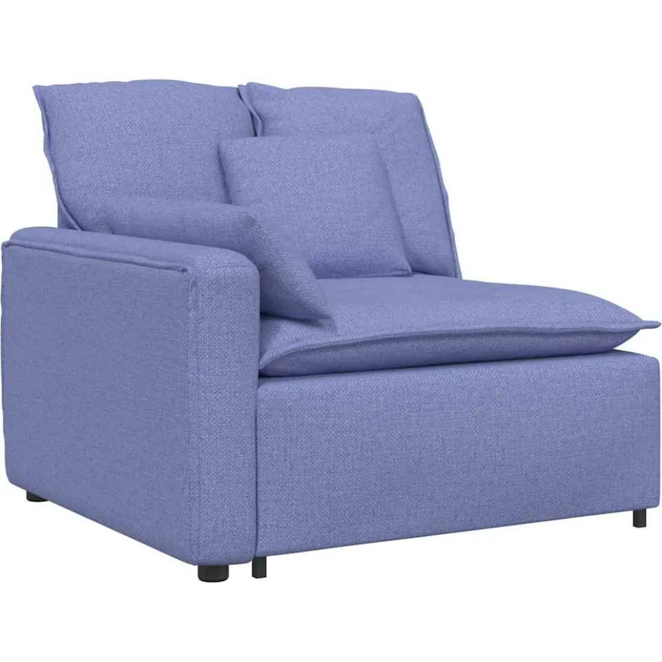 vidaXL Modulaire bank Armleuning eindmodule met kussens 100 cm blauw, foto 3