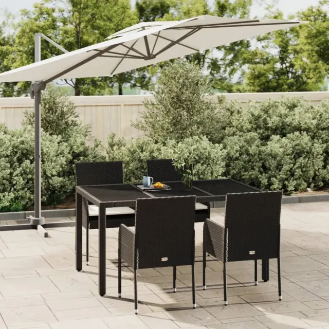 vidaXL 5-delige Tuinset met kussens poly rattan zwart, foto 2