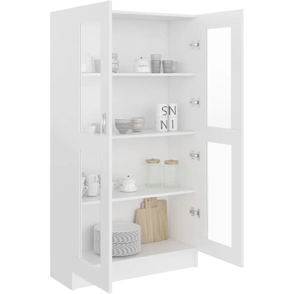 vidaXL Vitrinekast 82,5x30,5x150 cm bewerkt hout wit, foto 3