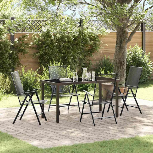 vidaXL Tuin eettafelset 5 st Antraciet Gepoedercoat staal Anthraciet