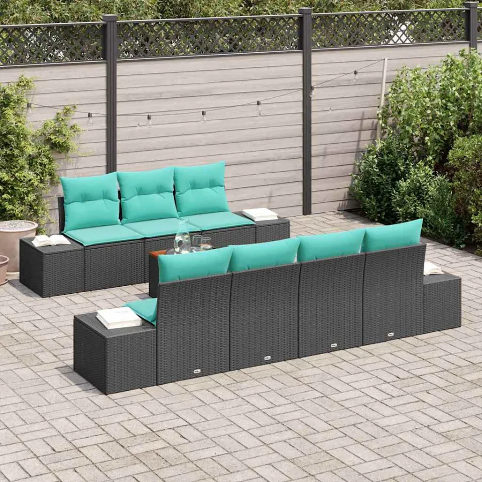vidaXL Tuin Sofa Set 8 st Zwart poly rattan, foto 3