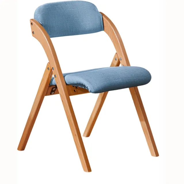 Happiq Bureaustoel - Voor Keuken, Balkon en Kantoor - Ergonomisch en Ruimtebesparend - Hout en Heublauw
