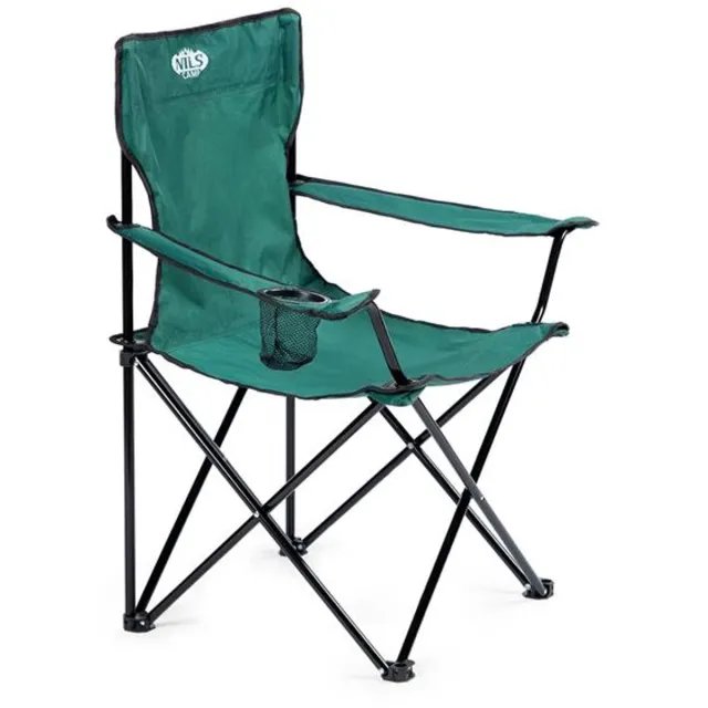 NILS CAMP NC3044 - Inklapbare Campingstoel - Antislip Poten - Ergonomische Armleuningen Groen