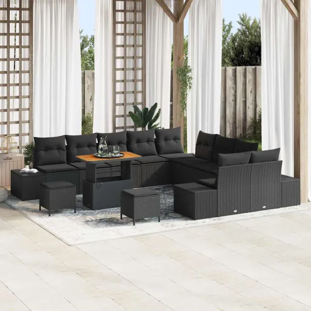 vidaXL Tuinbankenset 13 st Zwart poly rattan, foto 2