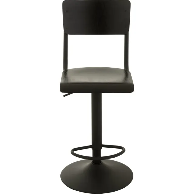 J-Line barstoel - hout/metaal - zwart - 2 stuks