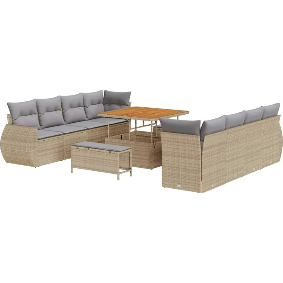 vidaXL Tuin Sofa Set 11 st Beige poly rattan