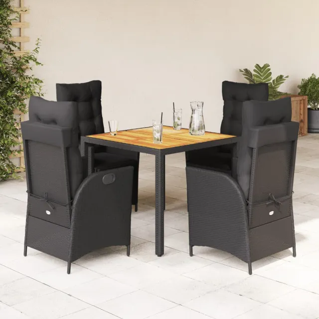vidaXL 5-delige Tuinset met kussens poly rattan zwart, foto 2
