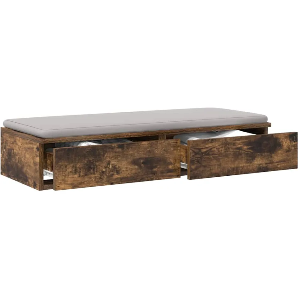 vidaXL Bedlades Gerookt eiken 90 x 36,5 x 16,5 cm Bewerkt hout Bruin
