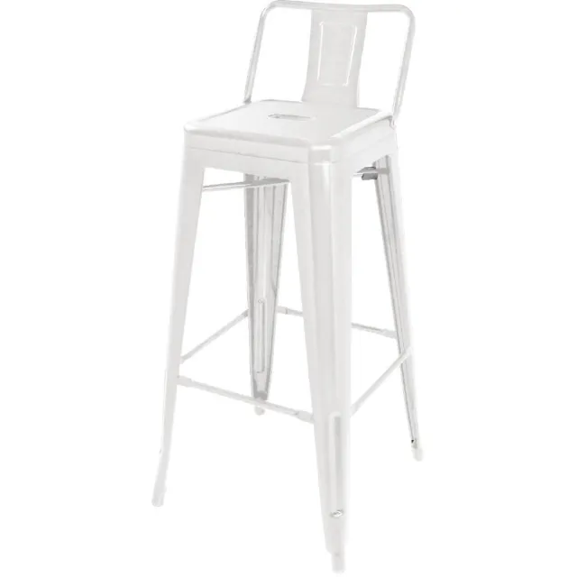 Bolero Bistro Stalen Hoge Kruk met Rugleuning Wit (4 Stuks) - DL890