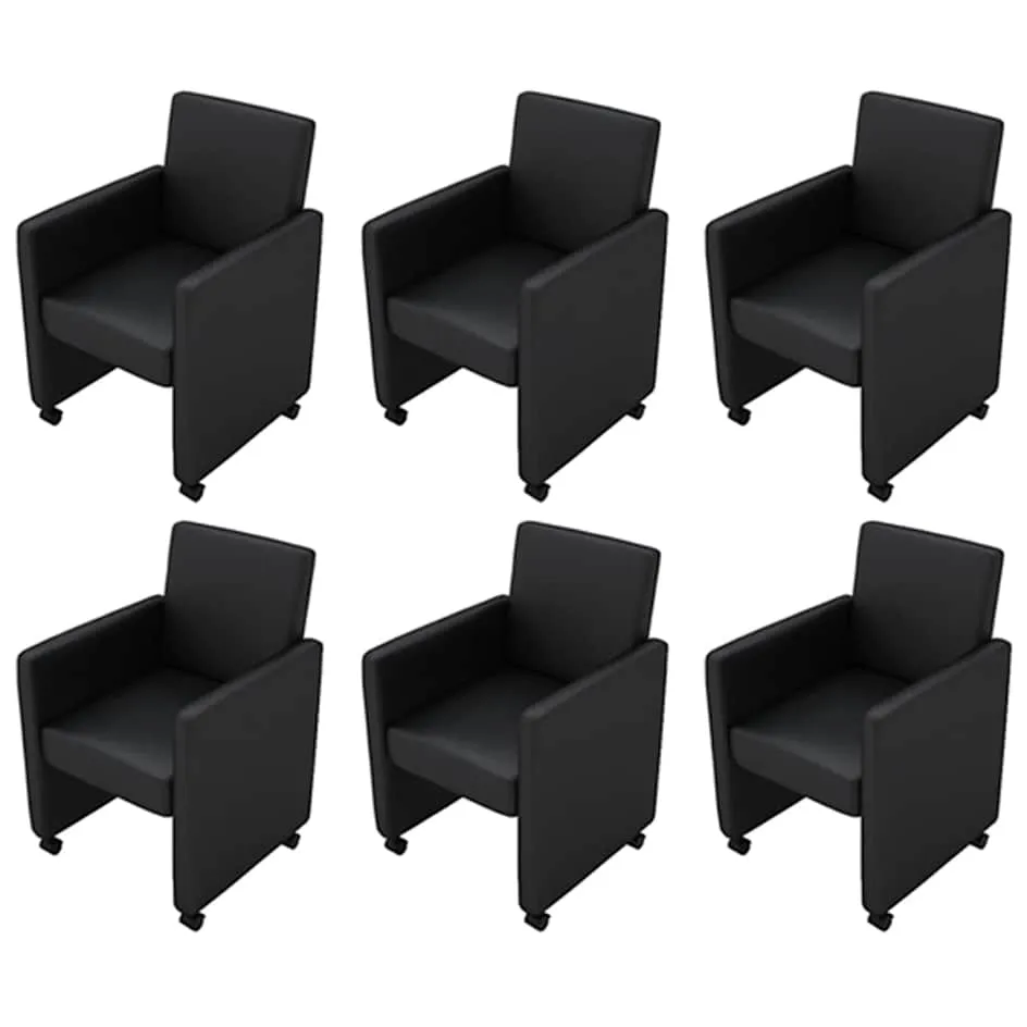 vidaXL Eetkamerstoelen 6 st kunstleer zwart, foto 3