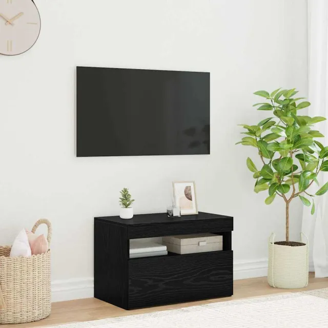 vidaXL TV-kast 60 x 35 x 40 cm Zwart Eiken Bewerkt hout