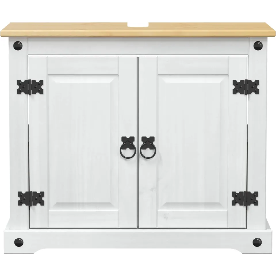 vidaXL Wastafelkast Wit 73 x 33 x 60 cm Massief grenenhout, foto 4