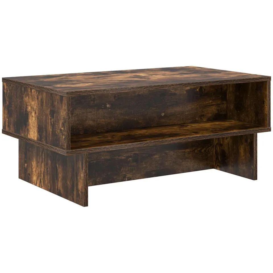 vidaXL Salontafel Gerookt eiken 80 x 46 x 35 cm Bewerkt hout, foto 3