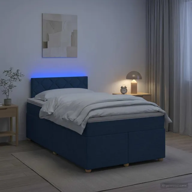 vidaXL Boxspringbed met matras met hoofdeinde Blauw 120 x 190 cm Stof