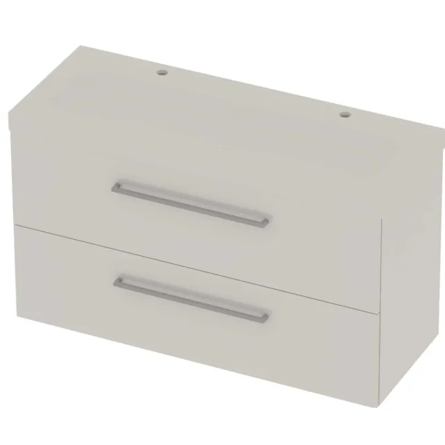 Basic-Line Moby 46 Badmeubelset Polystone 2 Kraangaten 120x46x66 cm M46MWDHW1202 Ice White Mat Wit