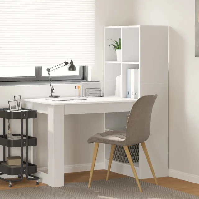 vidaXL Bureau Wit 122 x 67 x 145 cm Bewerkt hout, foto 2