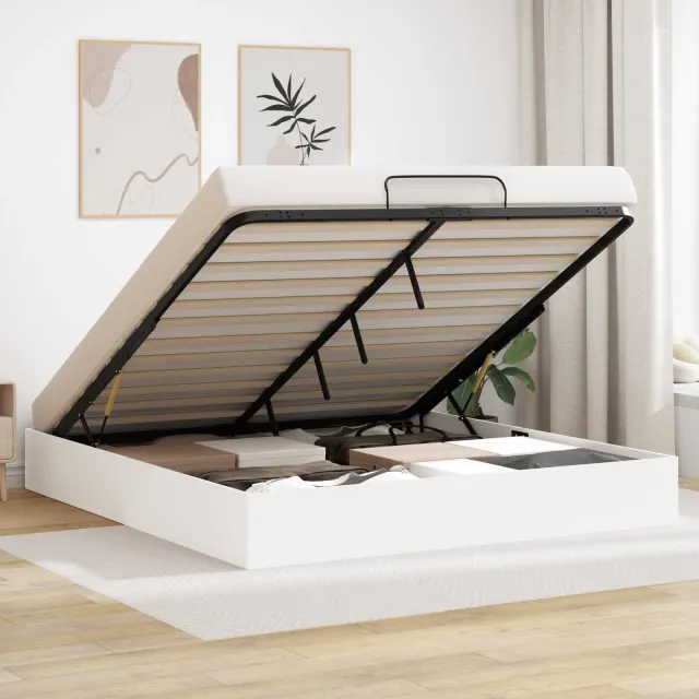 vidaXL Ottoman Bedframe Wit 180 x 200 cm Geconstrueerd hout