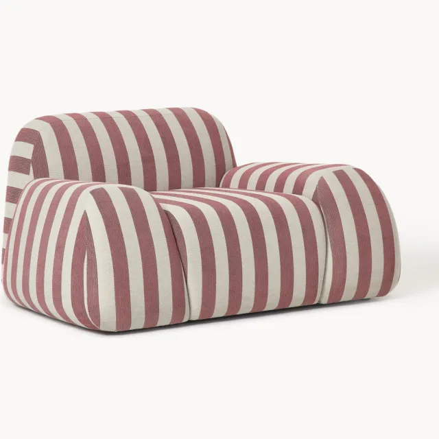 Westwing Collection Gestreepte loungefauteuil Wolke Wijnrood