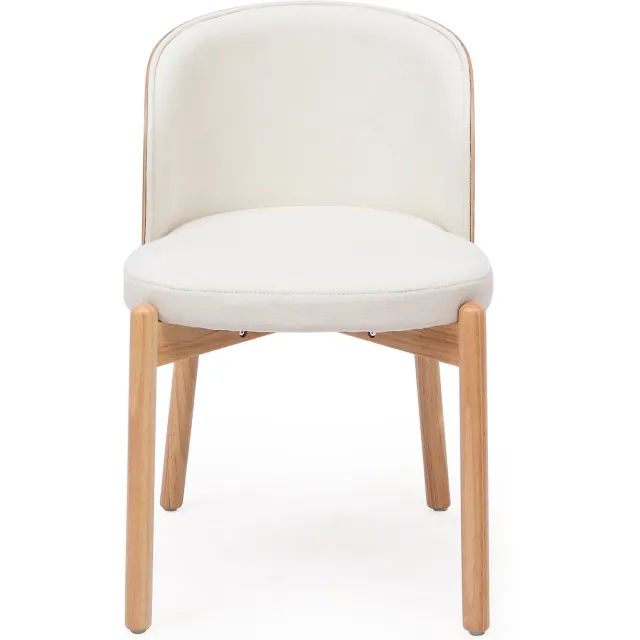 SONNENH Eetkamerstoelen set van 2 met houten frame, essenfineer op de rug en licht gestoffeerde zitting Naturel en lichtbeige