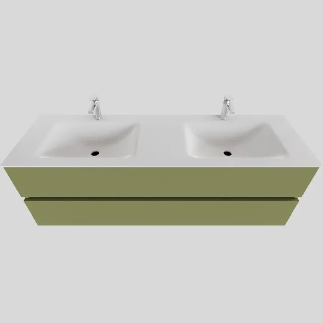 Boss & Wessing Badkamermeubel Solid Surface BWS Oslo 150x46 cm Dubbel Mat Groen (2 kraangaten)