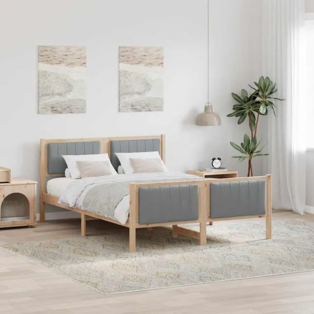 vidaXL Bedframe Bruin en lichtgrijs 140 x 200 cm Massief grenenhout