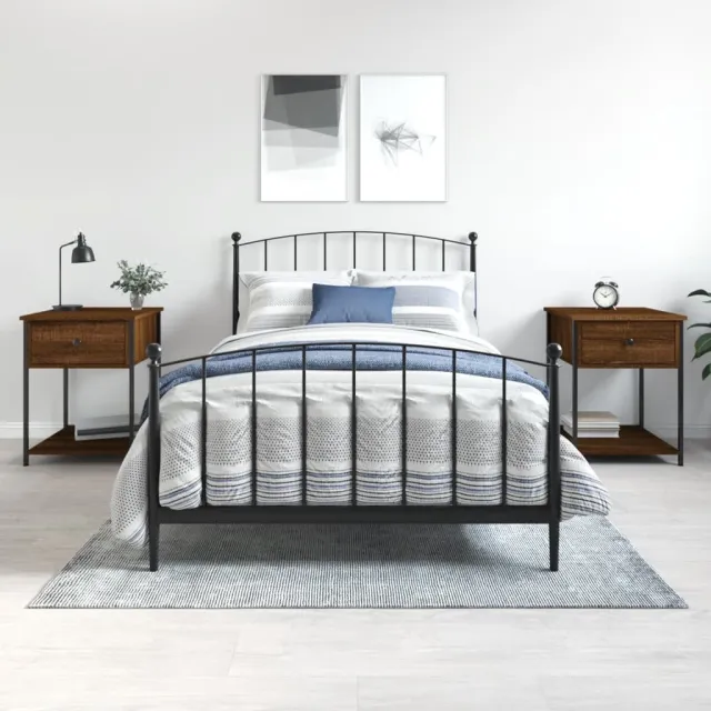 vidaXL Nachtkastjes 2 st 44x45x58 cm bewerkt hout bruin eikenkleur, foto 2