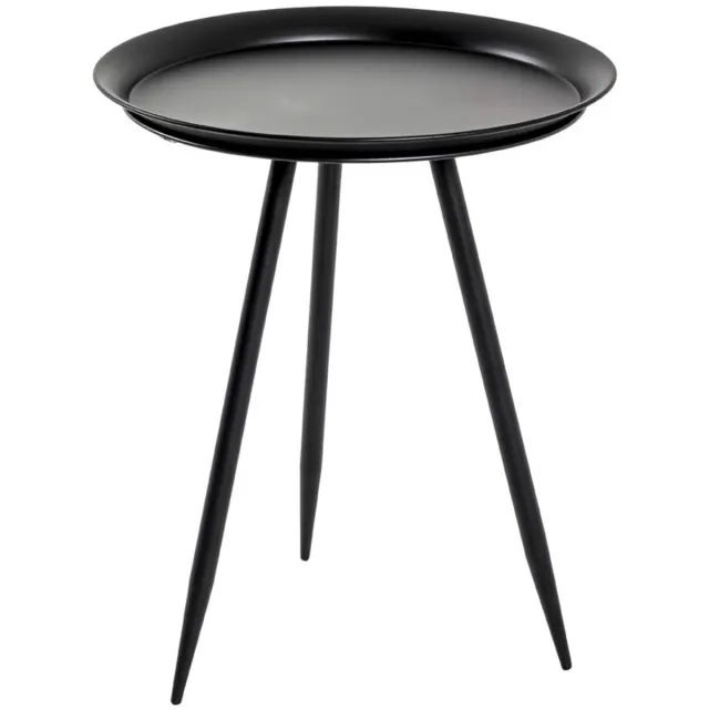 Unyqoos Moderne zwarte metalen bijzettafel met ronde vorm en stevige constructie