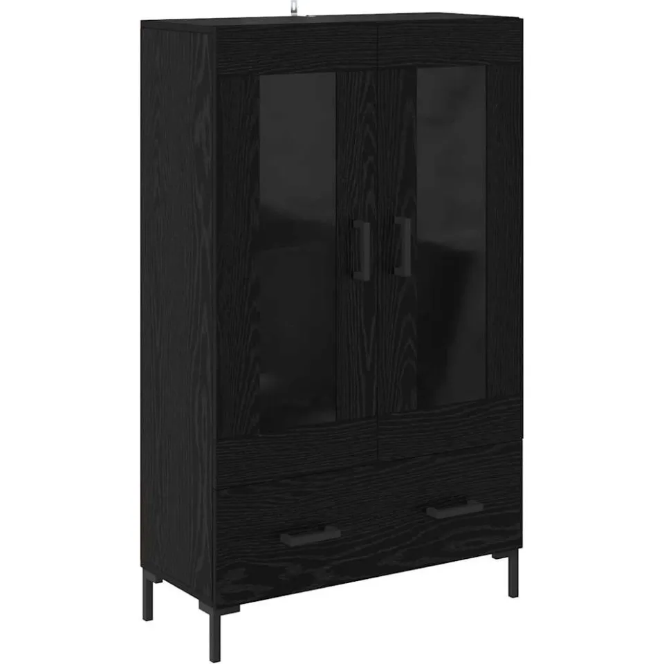 vidaXL Highboard Zwart Eiken 69,5 x 31 x 115 cm Bewerkt hout, foto 3