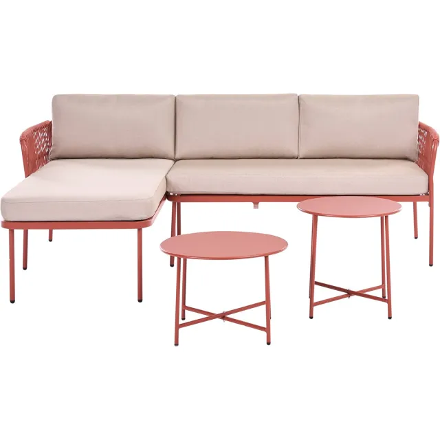 Beliani ONZO - Loungeset - Rood - Rechtszijdig - Stof/Staal