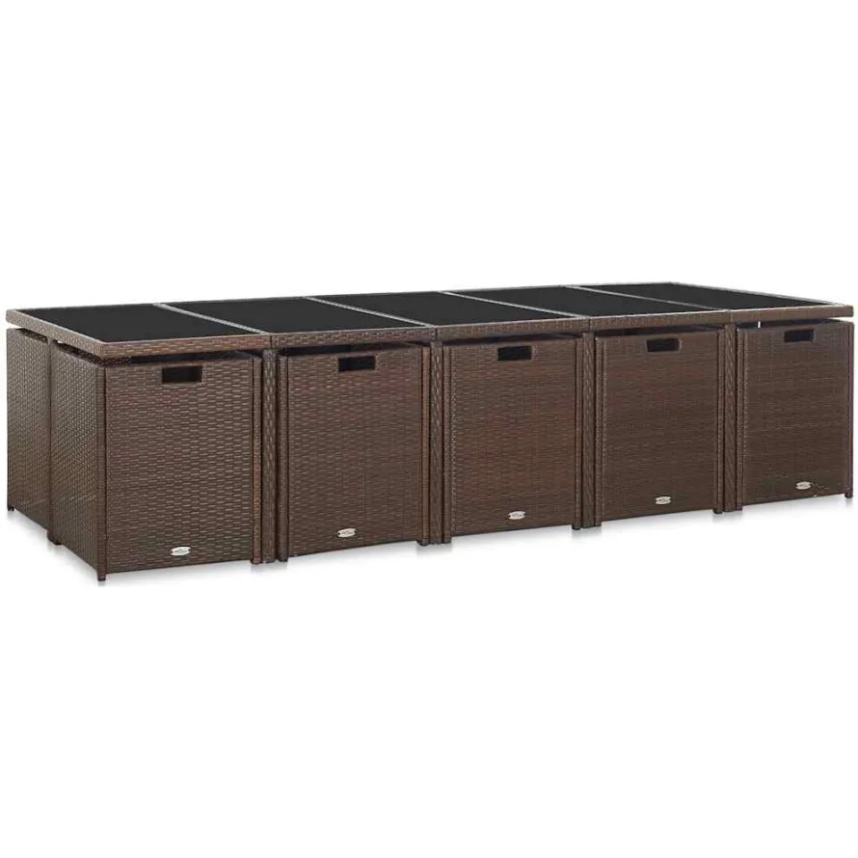 vidaXL 15-delige Tuinset met kussens poly rattan bruin, foto 4