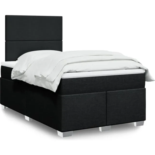 vidaXL Boxspring met matras stof zwart 120x190 cm
