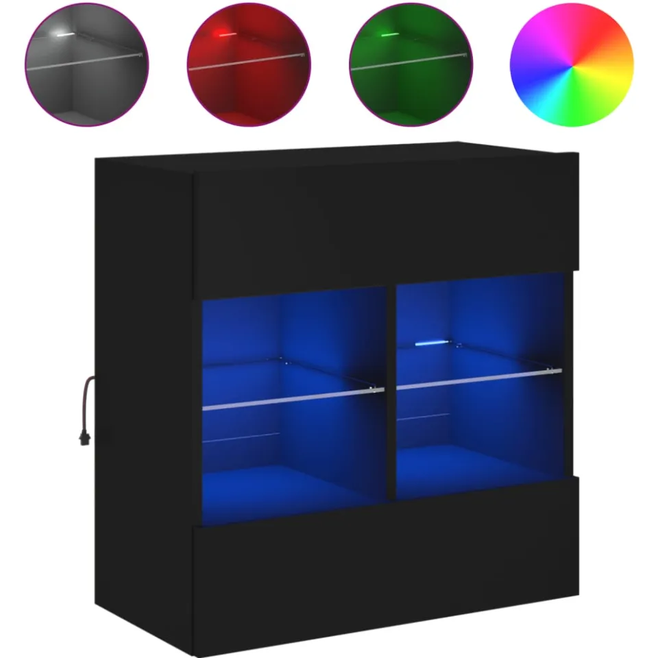 vidaXL Tv-wandmeubel met LED-verlichting 58,5x30x60,5 cm zwart, foto 3