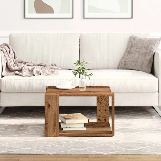 vidaXL Salontafel Oud Hout 51,5 x 51,5 x 30 cm Bewerkt hout bruin, foto 2