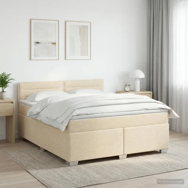 vidaXL Boxspringbed met matras Crèmekleurig 160 x 200 cm Stof