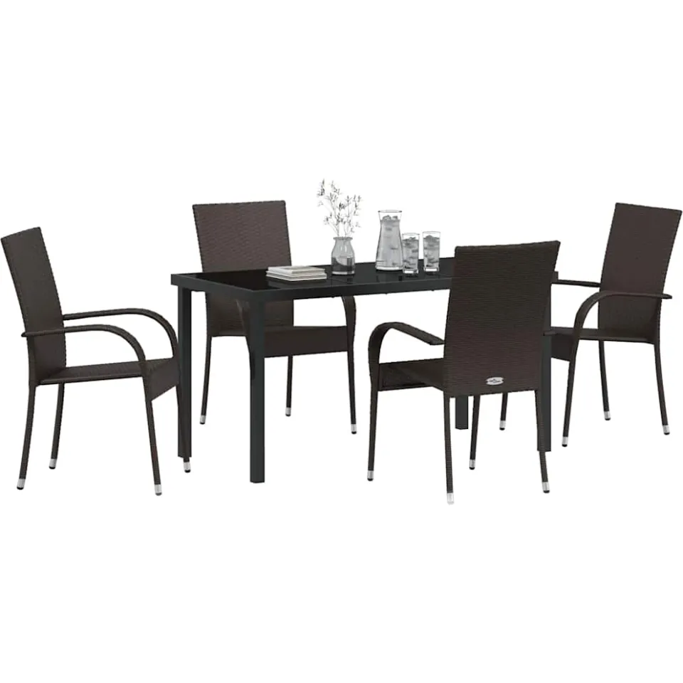 vidaXL Tuin eettafelset 5 st Bruin Gepoedercoat staal