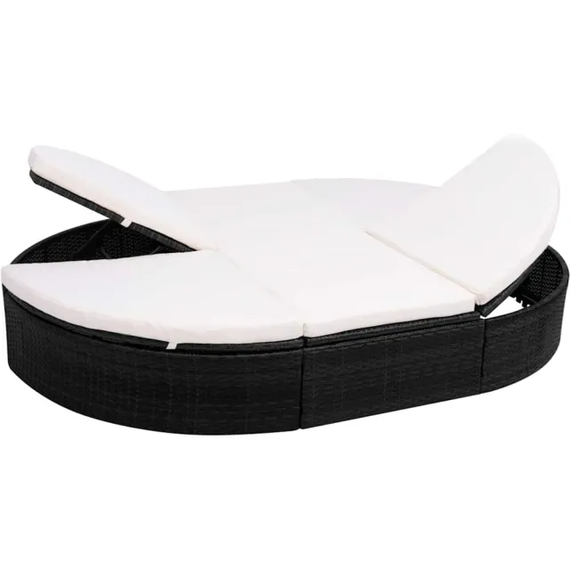 vidaXL Loungebed met kussen poly rattan zwart, foto 2