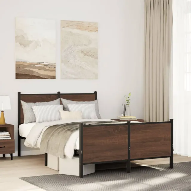 vidaXL Bedframe zonder matras metaal bruin eikenkleurig 137x190 cm