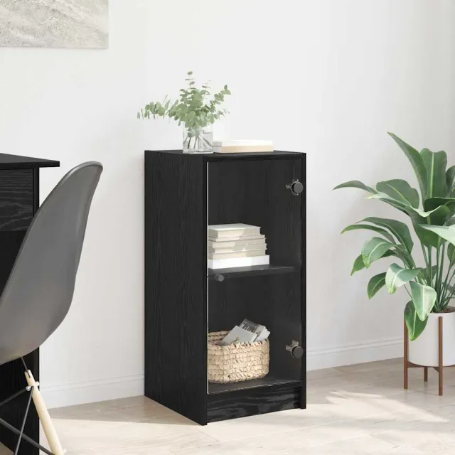 vidaXL Dressoir Zwart eiken 35 x 37 x 76 cm Bewerkt hout, foto 2