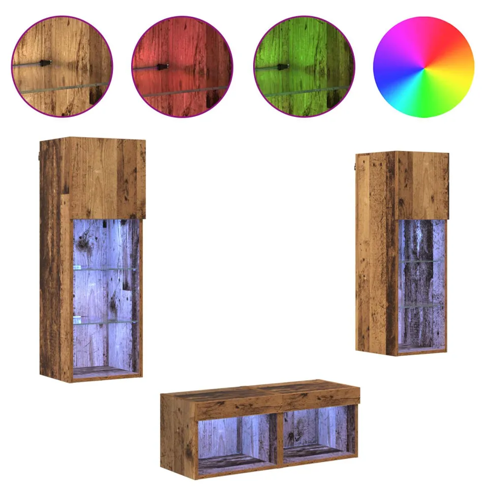 vidaXL TV Wandkasten 4 st Artisan Eiken Bewerkt hout, foto 4
