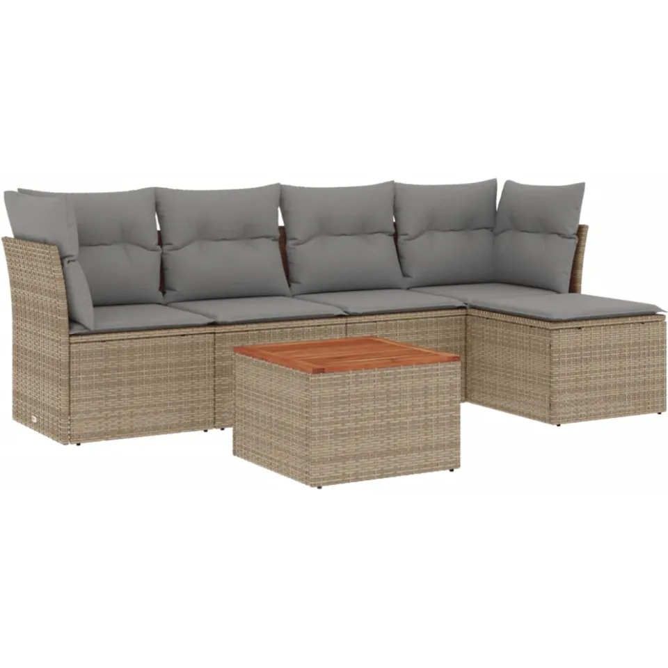 vidaXL Patio Sofa Set 6-zits Mix Beige and Light Grey