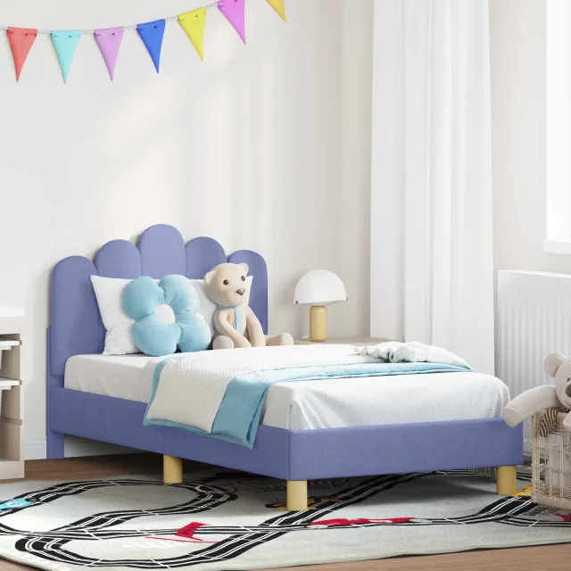 vidaXL Bedframe voor kinderen met hoofdbord Jeans Blauw 80 x 160 cm