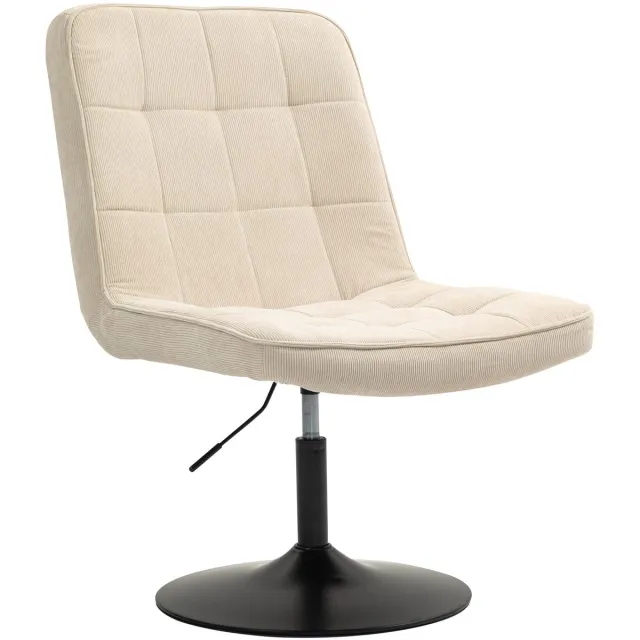 SVITA HENRY loungestoel - gestoffeerde stoel draaistoel draaivoet loungestoel corduroy hoes beige
