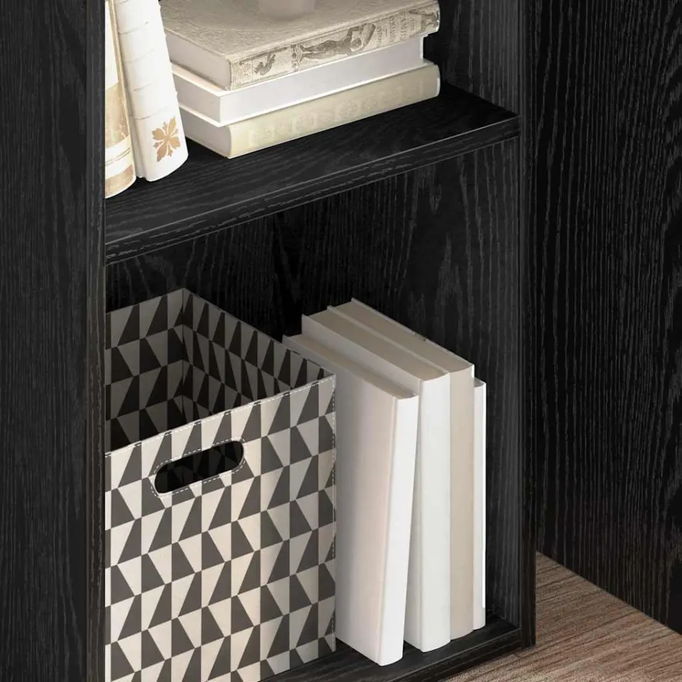 vidaXL Boekenkast 2-laags 40 x 30 x 77 cm Bewerkt hout Zwart Eiken, foto 4