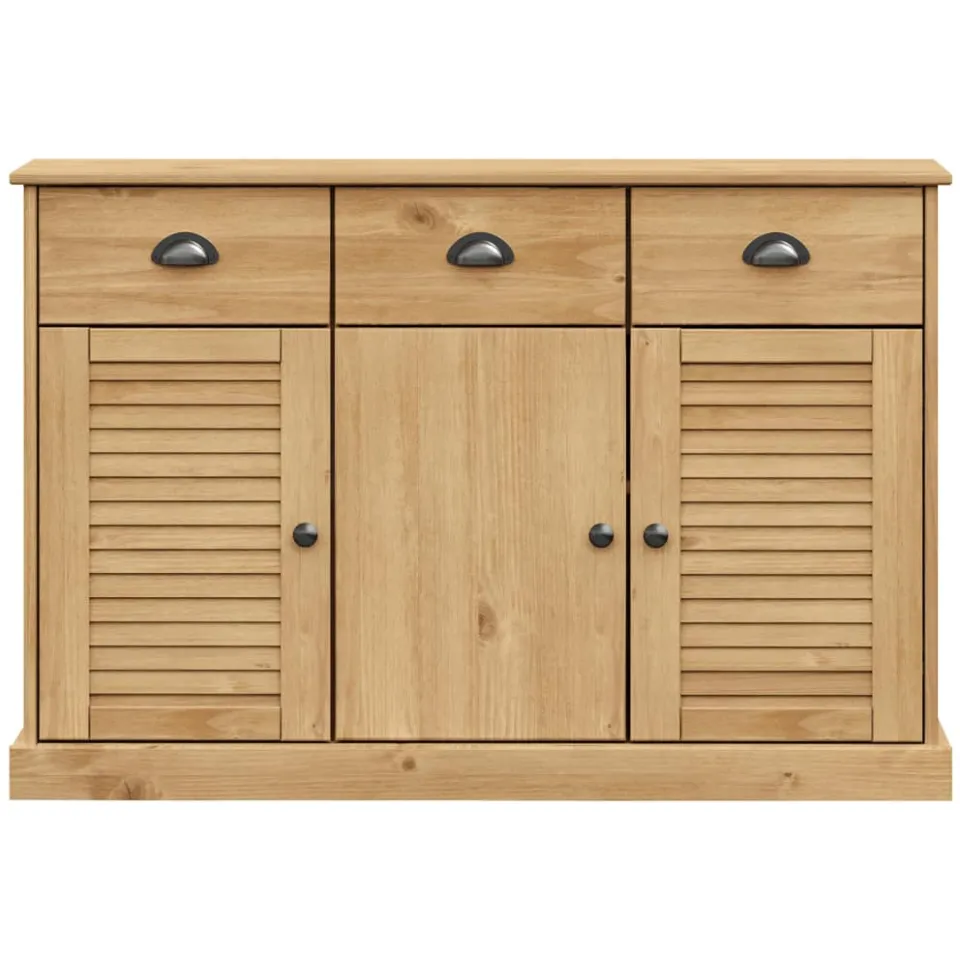 vidaXL Dressoir met lades VIGO 113x40x75 cm massief grenenhout bruin, foto 4