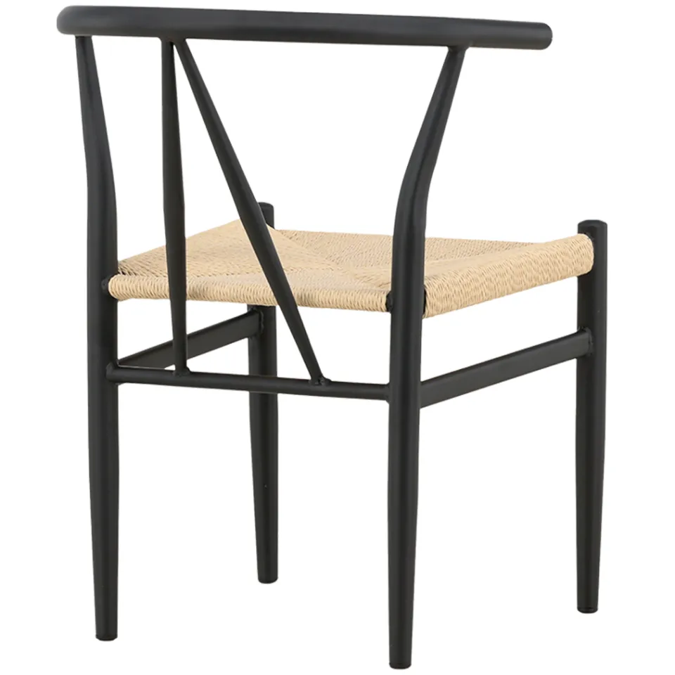 Nest living Bengt eetkamerstoel zwart - met rotan zitting, foto 3