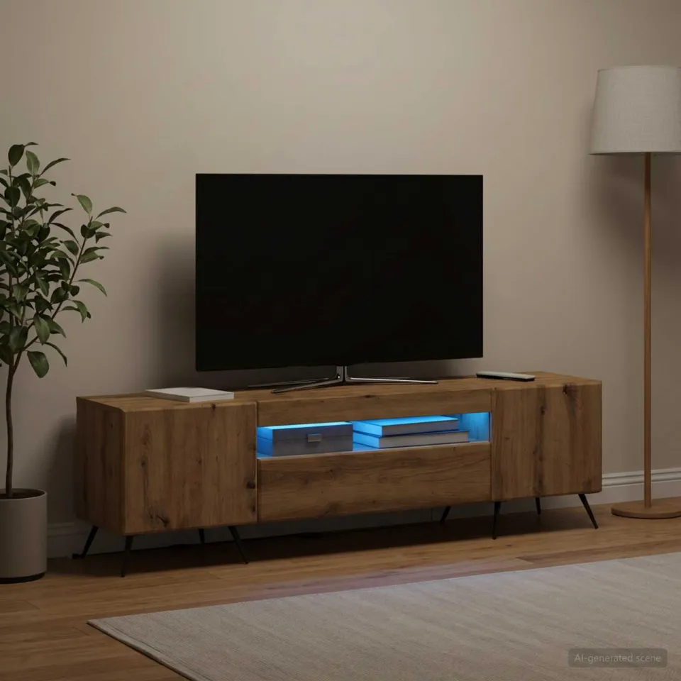 vidaXL LED tv-meubel Artisanaal eiken Bewerkt hout, foto 4