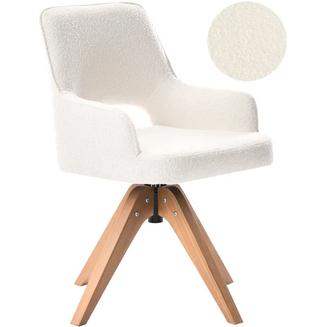 Beliani MORAVIA - Eetkamerstoel - Lichtbeige - Bouclé